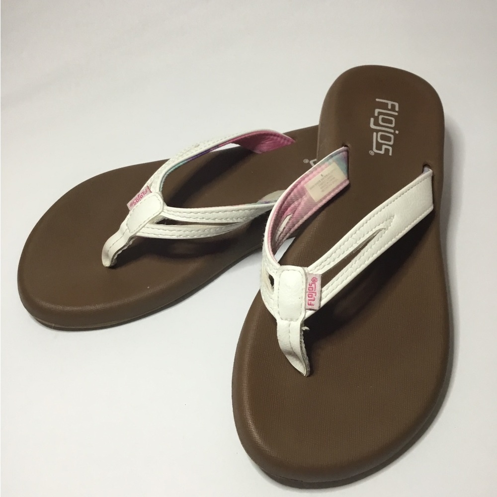 Flojos Women’s White Tie Dye Flip Flops Sandals Size 6 EUC